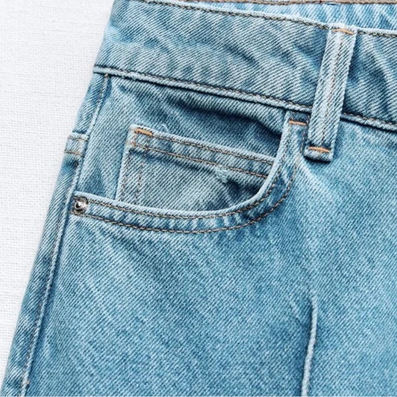 ZARA CROP WIDE LEG FRONT SEAM Z1975 JEANS WITH A HIGH WAIST /8 - Picture 3 of 3